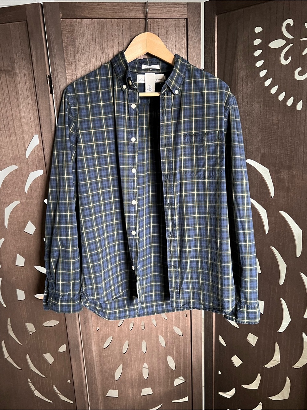 Lightweight Navy & Yellow Plaid Shirt Jacket